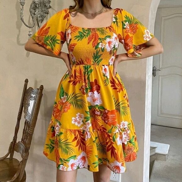 Tropical floral dress Small  - Picture 1 of 3